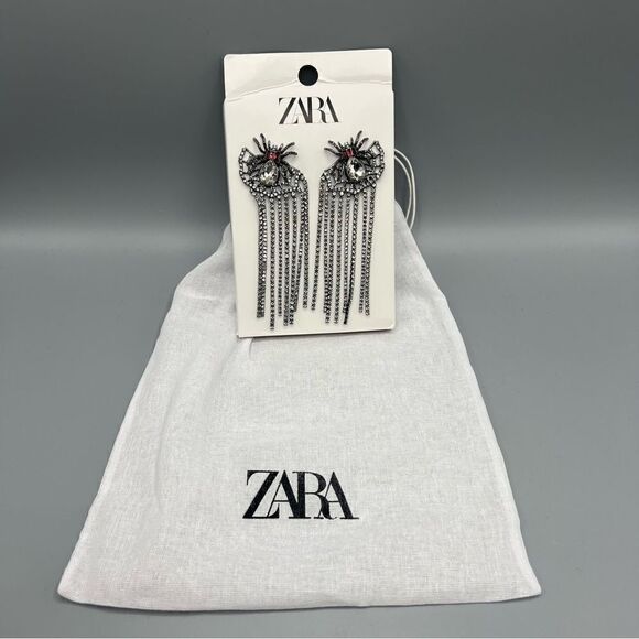 Zara Spider Rhinestone Drop Earrings - Picture 5 of 6